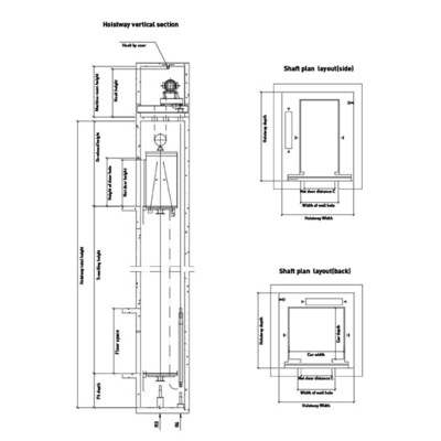 Split Door Home Villa Elevator 1m To 1.75m/S Mirror Stainless Steel Platform Lift Gearless