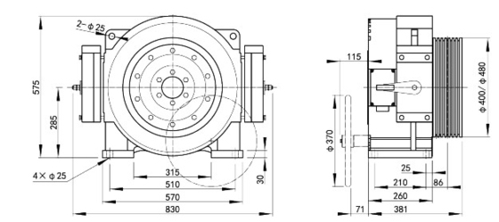 Otis Elevator Lift Traction Machine ZFW400L S Dia.400 / 480mm Loading 1250 - 1600Kg